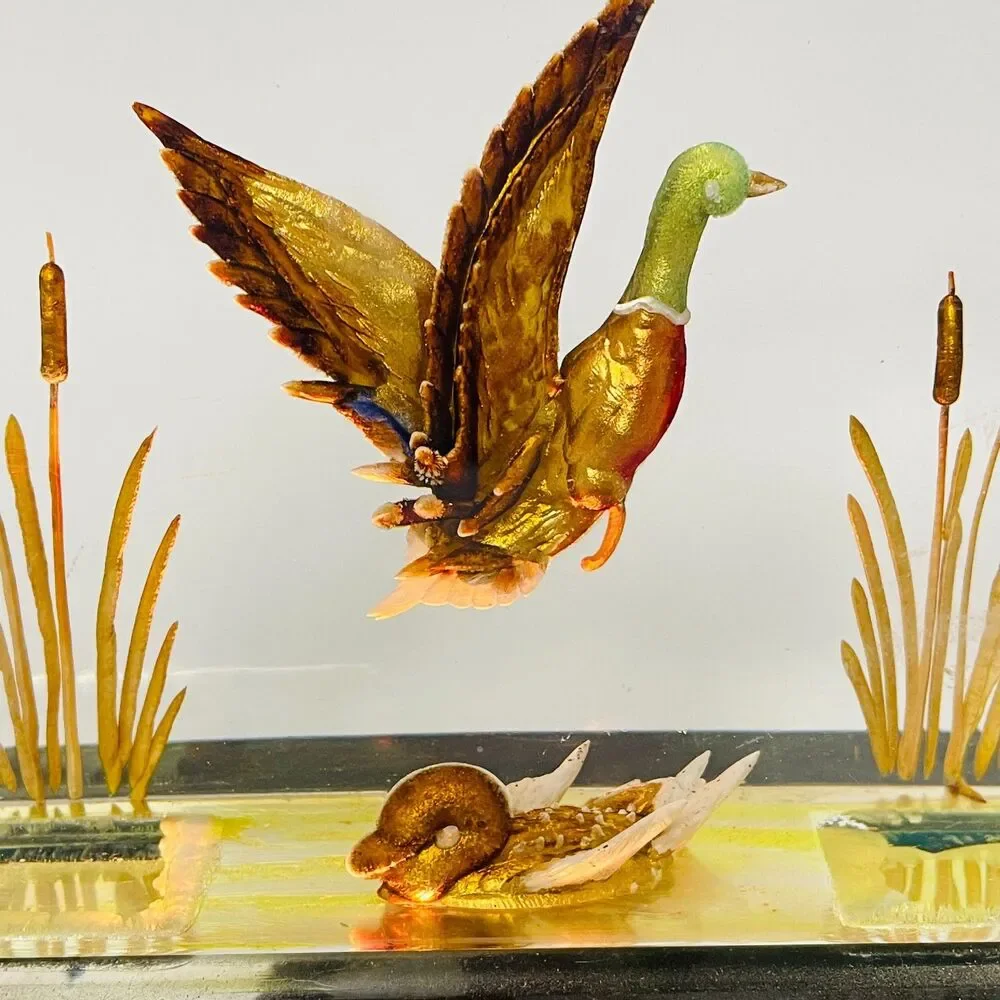 Flying Duck Mallard VTG TV Lamp Thompson Plasticraft Acrylic Lucite Art Deco MCM